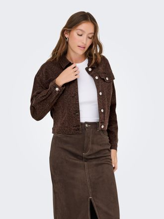 Only Jeansjacke ONLY ONLANLIE-ANIMAL L/S JACKET CC PNT, Damen, Gr. XL, schwarz (chicory coffee aop:with schwarz leo), Web, Obermaterial: 98% Baumwolle, 2% 