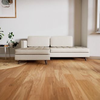 MYCS Hellbeiges Ecksofa Lyvyn für das Wohnzimmer, 2-Sitzer, mit Holzbeinen, skandinavischer Stil, komplett modular, 162 x 78 x 216 cm, konfigurierbar