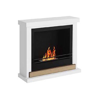 Dmora Chimenea De Bioetanol Dsterchel, Chimenea Ecol&oacute;gica, Hogar Sin Humo, Calefactor De Etanol, Made In Italy, 75x24 H68 Cm, Blanco - Dmora