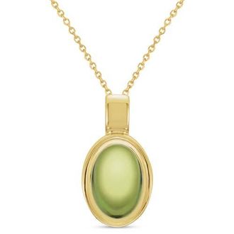 Allurez Oval Natural Cabochon Citrine Pendant Necklace 14K 0.96ct in Peridot,yellow Gold at Nordstrom, Size 18