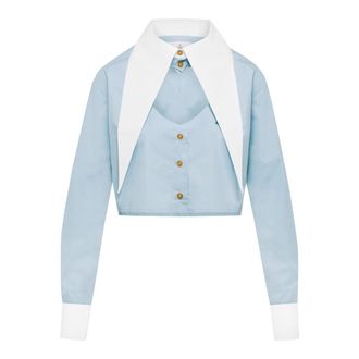Vivienne Westwood Overhemden, Dames, Blauw, S, Katoen, Cut Off Heart Shirt