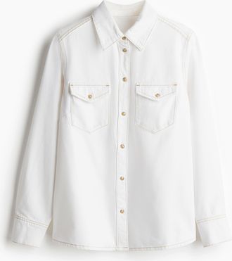 H&M Hemdbluse aus Denim - Weiss