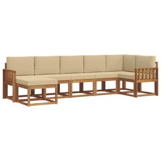 vidaXL Conjunto De Sof&aacute;s De Exterior Con Coj&iacute;n 7 Pcs Natural Y Beige Vidaxl