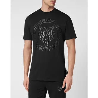 Plein Sport T-Shirt Round Neck Ss Carbon Tiger Men in Black at Nordstrom, Size X-Small