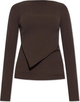 Rick Owens Ribgebreide Babel Trui - Dames - Longsleeves - Bruin - M - Polyester - Tops