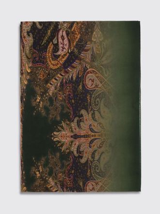 Etro Mens Pure Wool Scarf with Multicolor Paisley Pattern