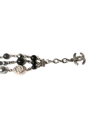 Chanel beaded logo-charm bracelet - Silver
