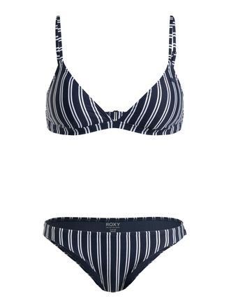 Roxy Triangel-Bikini ROXY Roxy Into The Sun, Damen, Gr. XS, Cup B, blau (mood indigo novela stripe vert), 87% Nylon, 13% Elasthan, Bikini-Sets Triangel-Bik