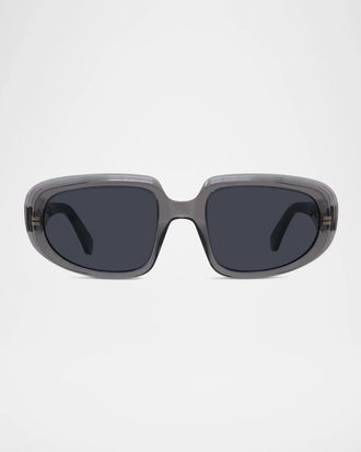 Loewe Men & apos;s Anagram-Temple Acetate Oval Sunglasses