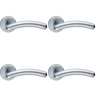 Loops 4x PAIR Arched Round Bar Handle on Concealed Fix Round Rose Satin Chrome