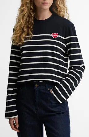 Barbour Harling Striped Long Sleeve T-Shirt in Dark Navy/cloud at Nordstrom, Size 12
