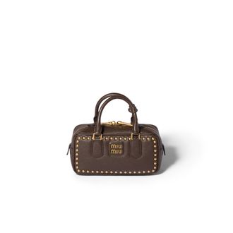 Miu Miu Arcadie Studded Leather Bag, Woman, Mahoghany