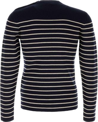 Prada Mens Striped Wool Sweater Navy