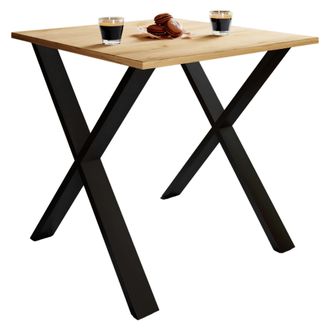 ebuy24 Mesa De Comedor De Madera Vcm Premium Al. 76 X An. 80 X P. 50 Cm Mesa De Comedor De Cocina Mesa Xona X (negro / Roble De Miel)