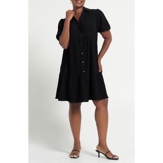 Estelle Abbigail Short Sleeve Tiered Dress in Black at Nordstrom, Size 18W