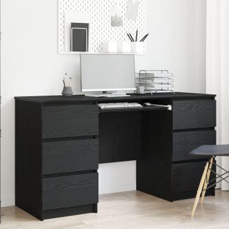Berkfield Home Desks 2 pcs Black Oak 140x50x76 cm Engineered Wood | Size: 140 x 50 x 76 cm