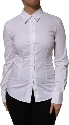 Dolce & Gabbana White Cotton Collared Long Sleeves Shirt Womens Top