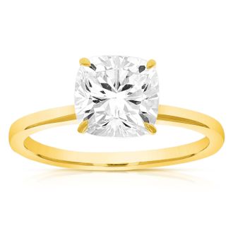 Vir Jewels 2 cttw Cushion Lab Grown Diamond Engagement Solitaire Ring in 14K Yellow Gold For Women