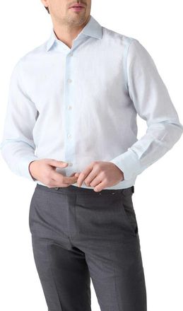 Robert Talbott Reynolds Paisley Jacquard Cotton Linen Blend Shirt in Contemporary fit in Light Blue at Nordstrom, Size 15.5 - 35