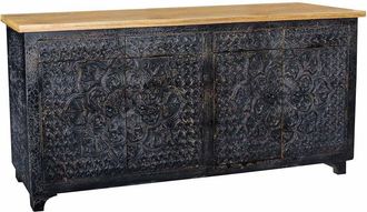 Wanderlust Deco Aparador De Madera Negro 183x42x92 Cm