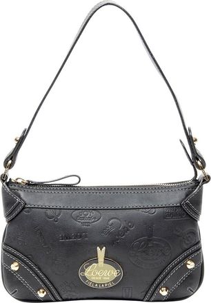 Loewe Black Embossed Calfskin Leather Zip Pochette (Authentic Pre-Loved)