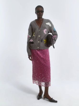 Bernadette Roxane Embroidered Skirt In Pink Stardust