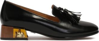 Kazar Zwarte halfschoenen met versierde hak - Dames - Pumps - Zwart - 39 EU - Leer - Schoenen