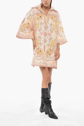 Zimmermann Mini Tunic WYLIE with Antenio Print and Side Slits Zimmermann