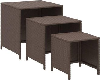 vidaXL Vidaxl - Mesas Apilables 3 Piezas Rat&aacute;n Sint&eacute;tico Marr&oacute;n