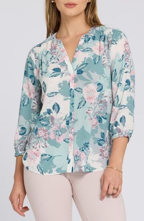 NYDJ Pintuck Top in Floral Mosaic at Nordstrom, Size Xx-Small