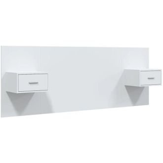 vidaXL Cabecero De Cama Con Mesitas Madera Contrachapada Blanco Vidaxl