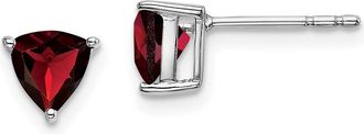 Diamond2Deal 14k White Gold Trillion Garnet Earrings