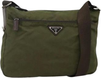 Prada Pre-owned Cross Body Bags, female, Green, Size: ONE SIZE Pre-owned Vintage Nylon Shoulder Bag