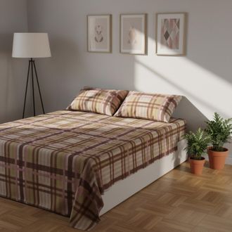 KASANOVA Completo letto matrimoniale tartan marrone