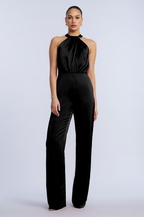 BCBGeneration Pleated Halter Jumpsuit in Black at Nordstrom, Size 12