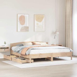 vidaXL Estructura De Cama Sin Colch&oacute;n Madera Maciza De Pino 180x200 Cm Vidaxl