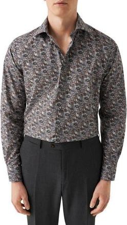 Eton Contemporary Fit Floral Paisley Shirt in Black at Nordstrom Rack, Size 17.5