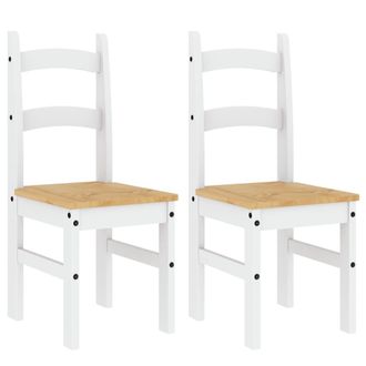 vidaXL Vidaxl - Sillas De Comedor 2 Uds Madera Maciza Pino Blanco 40x46x99 Cm