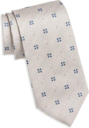 BOSS Geometric Silk Tie in Open Beige at Nordstrom