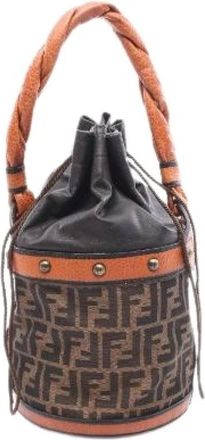 Fendi Pre-owned Zucca Canvas Leather Bucket Bag - Pre-owned - Mujer - Marr&oacute;n - ONE SIZE