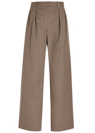 The Row The Row Alfidis Pleated Cotton-poplin Trousers - Taupe - 6 (UK10 / S)
