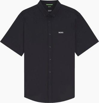 HUGO BOSS Mens ST-Motion Navy Short Sleeve Shirt - Size: 40/Regular