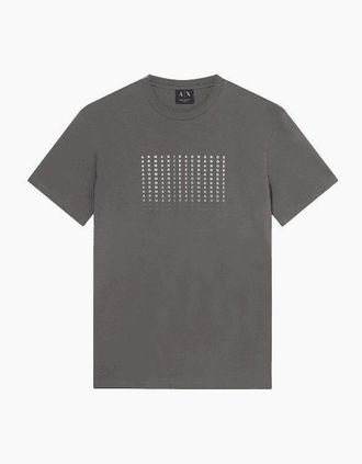 A|X Armani Exchange Mens Slim Fit Repeat Logo Chimera Grey T-Shirt - Black - Size: 40