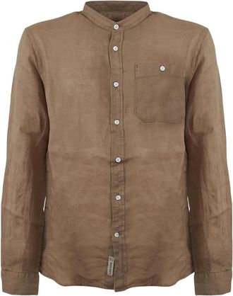 Woolrich Linnen Shirt - Heren - Casual Overhemden - Bruin - L - Linnen - Overhemden