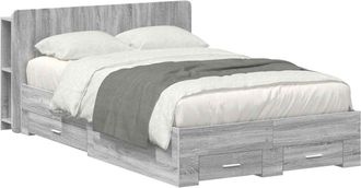 vidaXL Estructura De Cama Con Almacenamiento Sonoma Gris 120 X 190 Cm Vidaxl