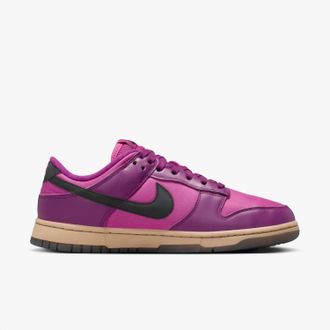 Nike Womens Dunk Low Shoes In Viotech/hot Fuchsia/khaki/black