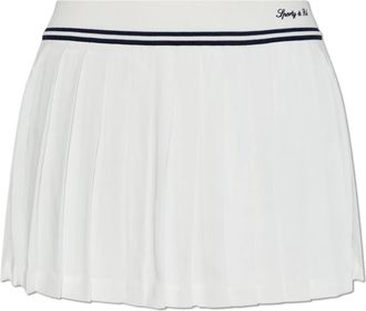 Sporty & Rich Plissirok - Dames - Korte rokken - Beige - S - Katoen - Rokken
