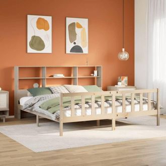 vidaXL Cama Con Estanter&iacute;a Sin Colch&oacute;n Madera Maciza De Pino 180x200cm Vidaxl