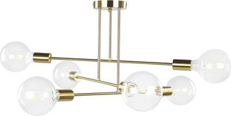 Beliani L&aacute;mpara De Techo De Metal Hierro Lat&oacute;n Sin Pantallas 33 Cm 6 Luces Moderno Industrial Sala De Estar Dormitorio Kidane