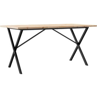 vidaXL Mesa De Comedor Marco X Madera Maciza Pino Acero 160x80x75,5 Cm Vidaxl